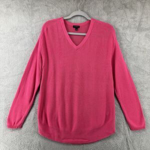 Talbots Sweater Women M Pink Knit Pullover V-Neck Long Sleeves Casual Beach
